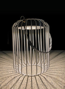 White Solar Caged Lantern