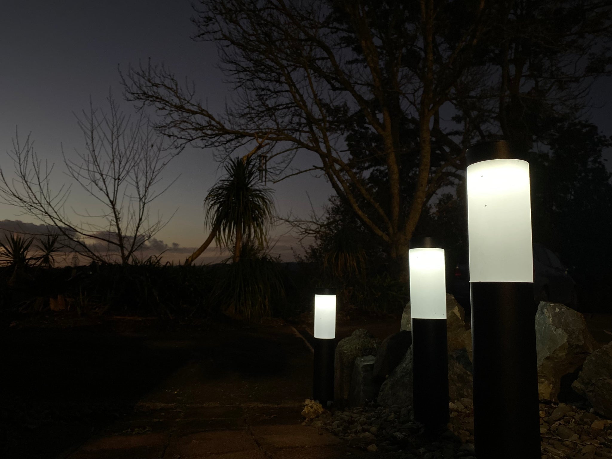 Solar Matte Black Bollard