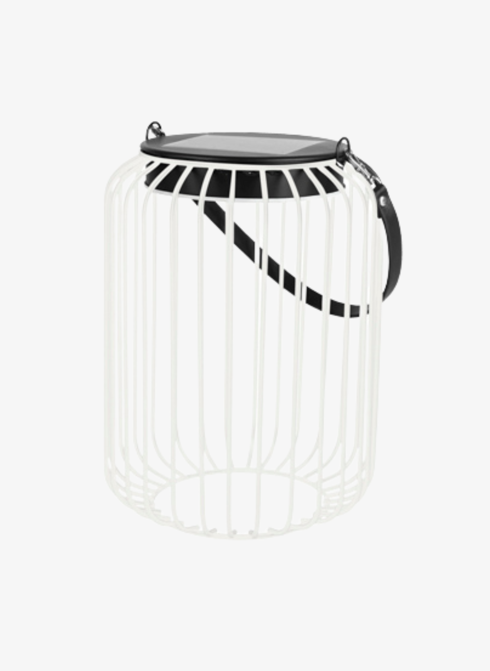 White Solar Caged Lantern